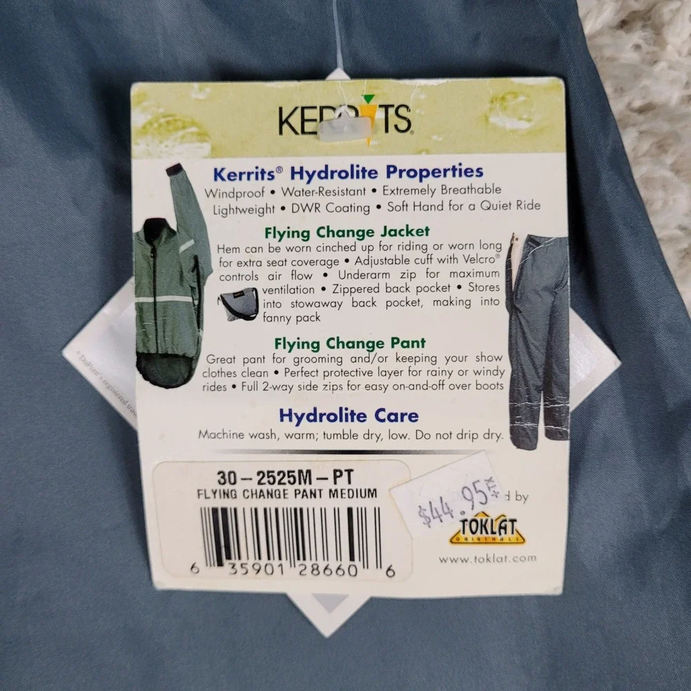Kerrits Flying Change Pant Size Medium Blue Hydrolite Water Resistant Teflon NEW